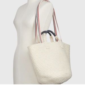 NWT Gap Jute Tote Bag - Ecru w/ red & blue